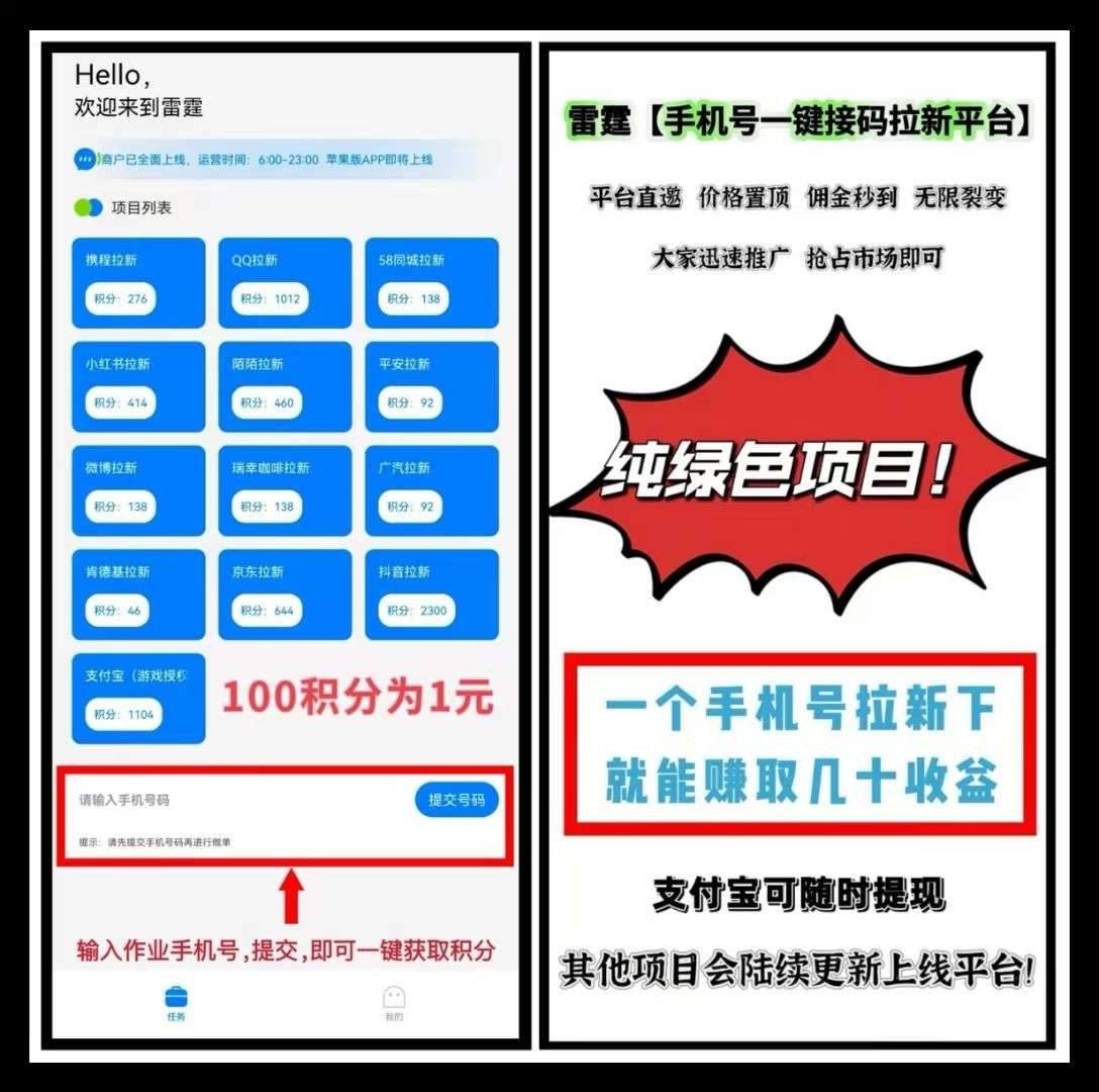 雷霆，一键拉新，一手项目，价格置顶，老年机项目，项目长久稳定(1)